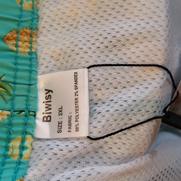 Biwisy Pineapple Print Swim Trunks Quick Dry Swim Shorts With Mesh Lining SZ 2XL - Picture 7 of 11